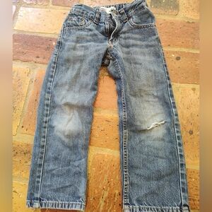 Levi's Boy's 505 distressed Straight Blue Jeans